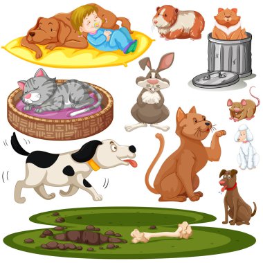 İzole çocuk ve evcil hayvan seti