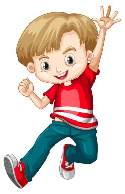 Beyaz arka planda izole sevimli mutlu gülümseyen çocuk