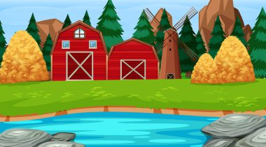 Doğa sahnesi peyzaj şablonu 