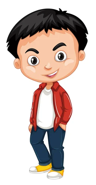 Lindo niño sonriente feliz aislado sobre fondo blanco — Vector de stock