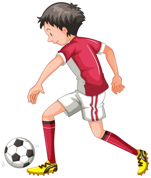 Young child playing soccer isolated — Stock Vector