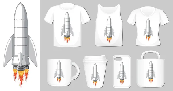 Gráfico de la nave espacial en diferentes tipos de plantilla de producto — Archivo Imágenes Vectoriales