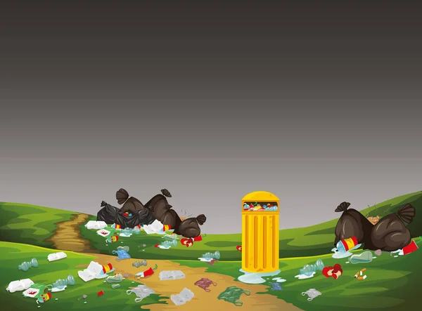 ゴミと公園のシーン — ストックベクタ