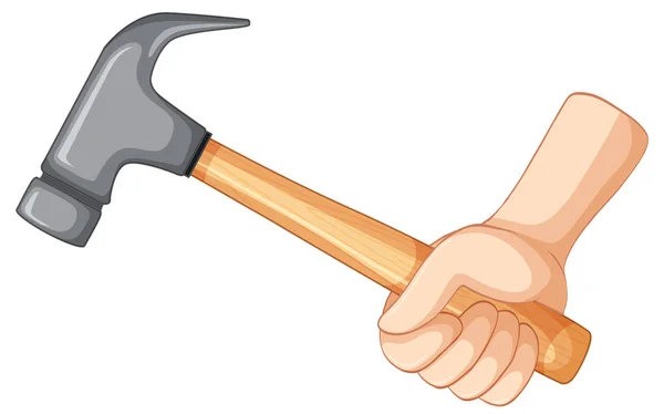 Hand holding hammer isolated — Stock Vector