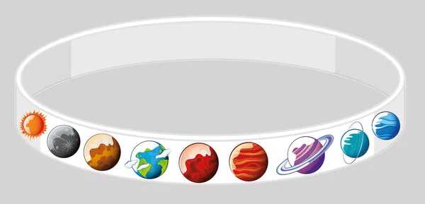 Armband ontwerp met verschillende planeten — Stockvector