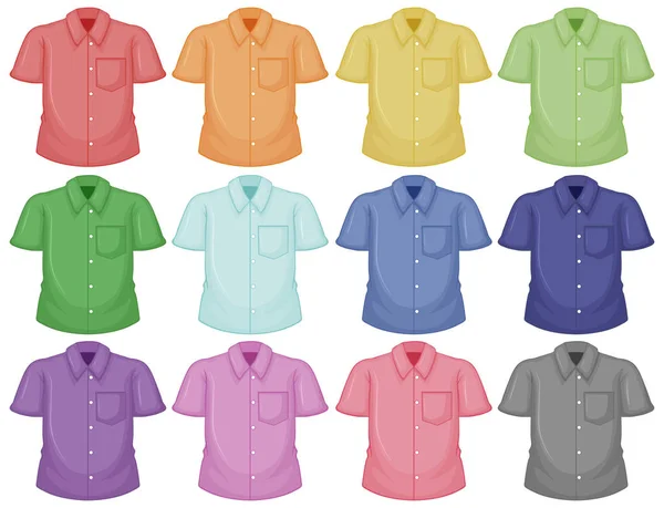 Kolorowy guzik koszula ubrania izolowane na białym — Wektor stockowy