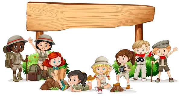 Lege banner ontwerp met gelukkige kinderen — Stockvector
