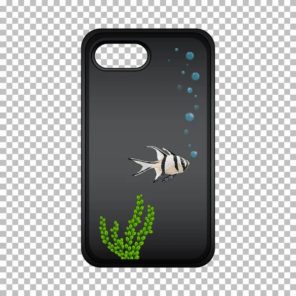 Grafikdesign auf Handyhülle mit niedlichen Fischen — Stockvektor