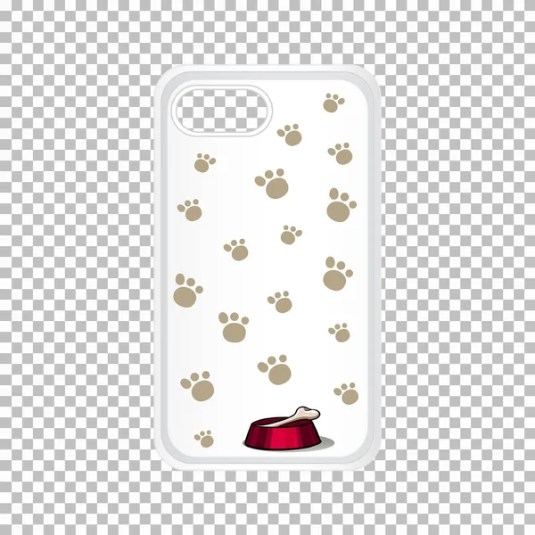 Графический дизайн на корпусе мобильного телефона с собачьими следами — стоковый вектор