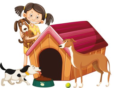 İzole arka planda hayvanlarla çocuklar