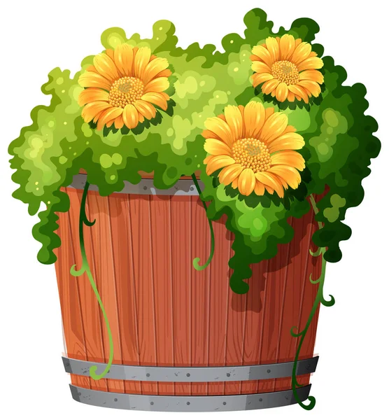 Plante en pot avec terre isolée — Image vectorielle