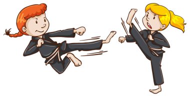 Siyah unifroms karate mücadele Kızlar