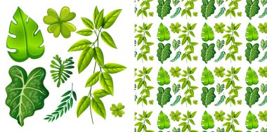 İzole yaprak seti ile kesintisiz arka plan tasarımı