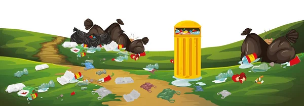 Lixo na cena do parque —  Vetores de Stock