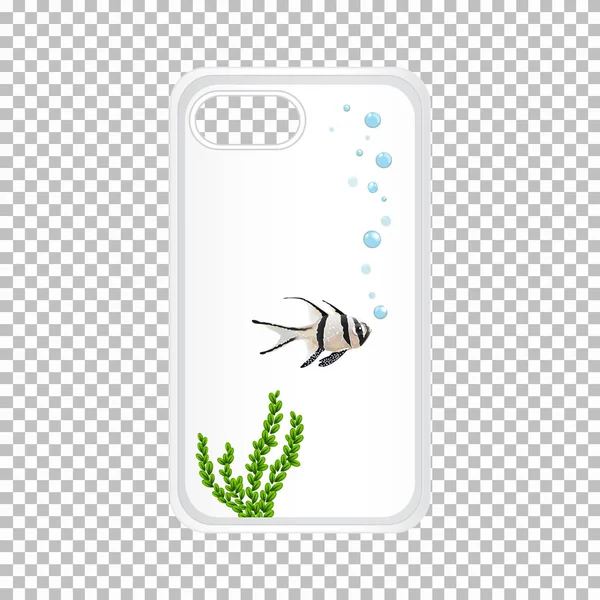 Grafikdesign auf Handyhülle mit Fisch unter Wasser — Stockvektor