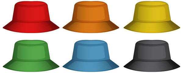 Bucket hats in six different colors