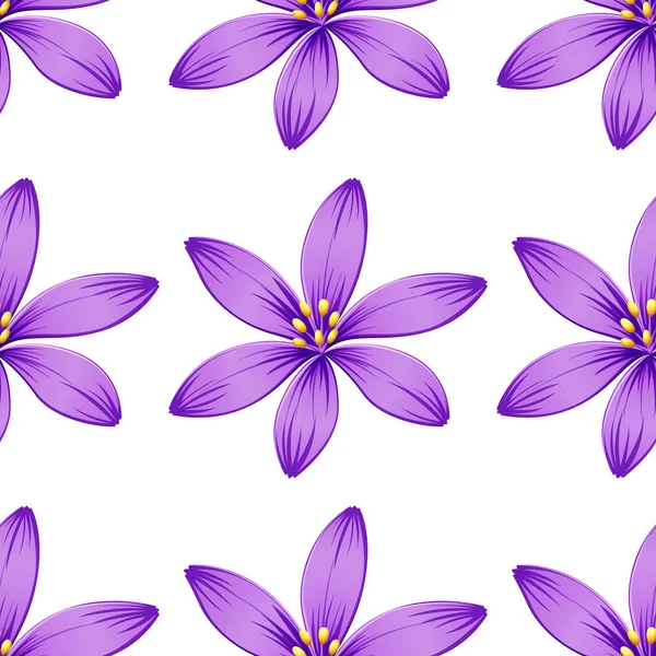 Seamless purple flowers isolated on white