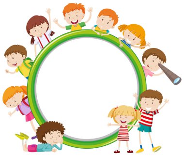 Mutlu çocukla çerçeve şablonu