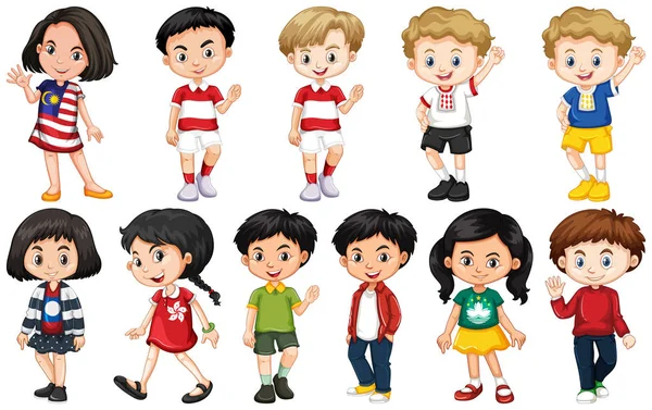 Set of children from different countries — Stock Vector