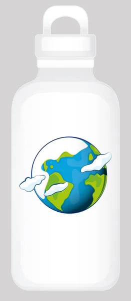 Botella de agua con gráfico de tierra — Vector de stock