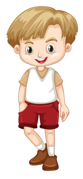 Lindo niño sonriente feliz aislado sobre fondo blanco — Vector de stock