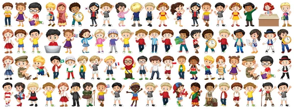 A különböző nemzetiségû gyermekek fehér háttéren — Stock Vector