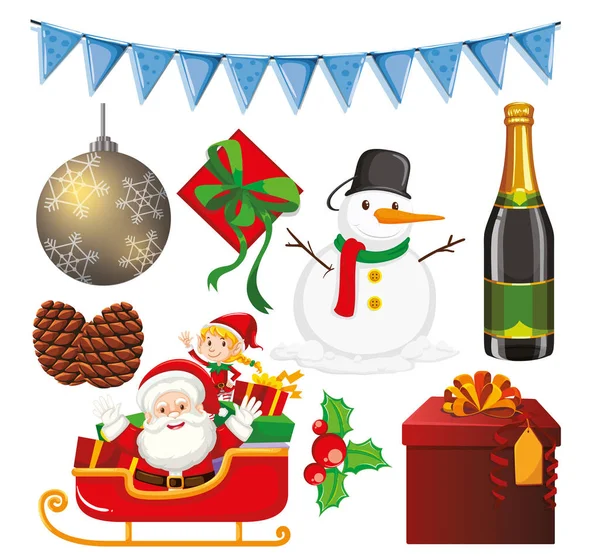 Set of isolated objects of christmas theme — Stock Vector