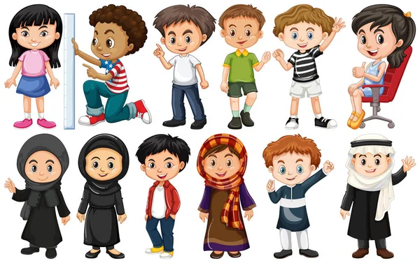 Set of children from different countries — Stock Vector