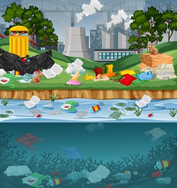 Parkta plastik torbalar ile su kirliliği
