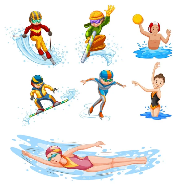 Sporting activity people on white background — Stock Vector