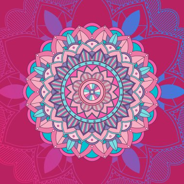Pembe ve mavi renkte Mandala tasarımı