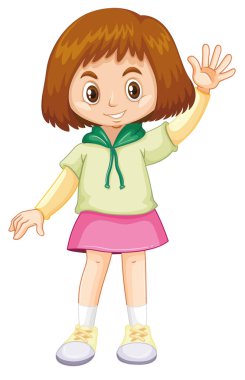 Beyaz arka planda mutlu bir gülümseme ile kız