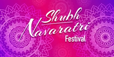 Pembe mandala ile Navaratri için poster tasarımı