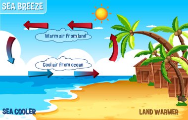 Kara ve su ile deniz esintisi diyagramı