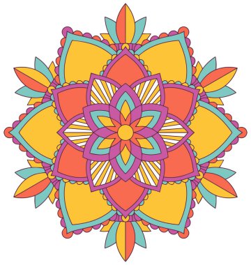 Birçok renkte Mandala desen tasarımı