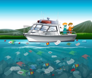 Okyanusta plastik torbalar ile su kirliliği