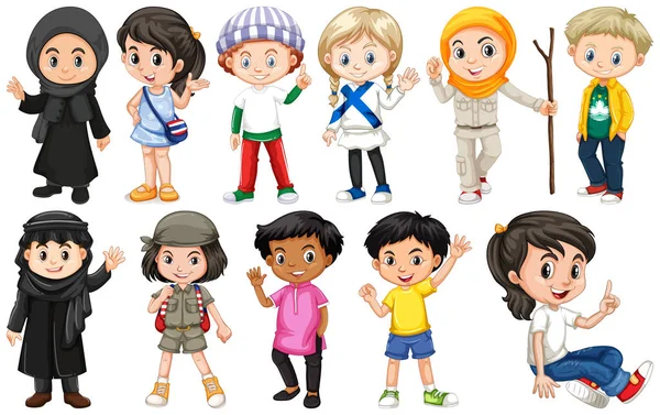 Set of children from different countries — Stock Vector