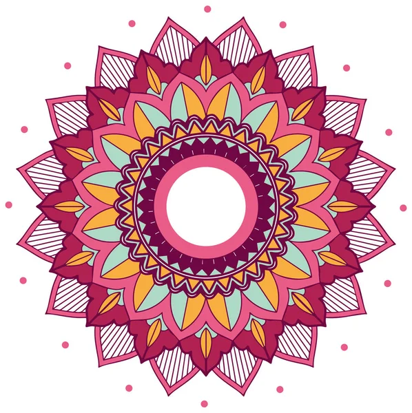 Mandala pattern design in pink and yellow — Stock Vector