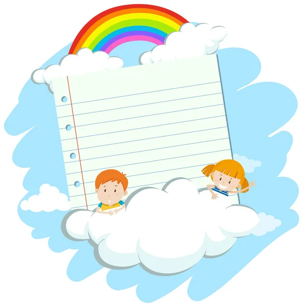 Entwurf von Banner-Vorlagen mit zwei Kindern im Himmel — Stockvektor