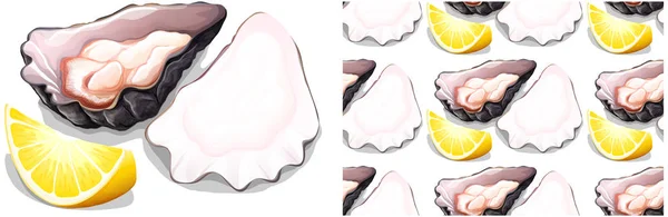 Bezešvé úststen a citrón na bílém — Stockový vektor