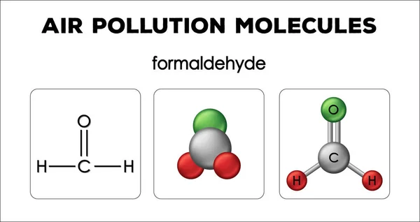 Διάγραμμα που δείχνει τα μόρια ρύπανσης του αέρα της φορμαλδεΰδη — Διανυσματικό Αρχείο