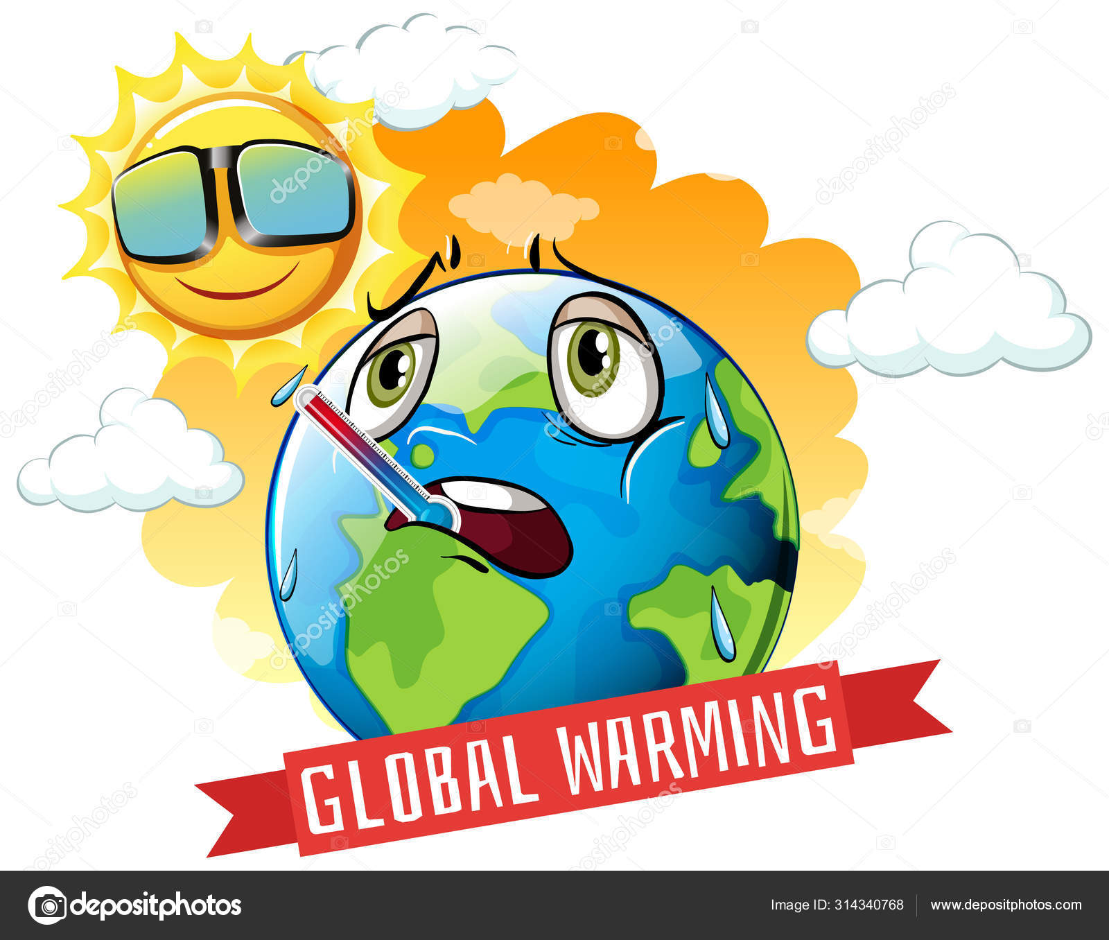 Global warming with earth on fire Stock Vector by ©blueringmedia 314340768
