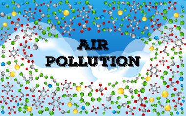 Farklı moleküllerle hava kirliliği için poster tasarımı
