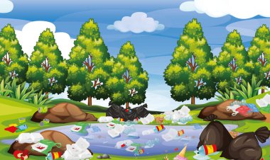 Park sahnesinde çöp