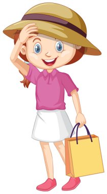 Kağıt torbalı mutlu bir kız.