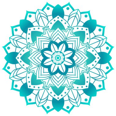 Su yeşili renginde mandala desen tasarımı