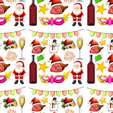 Noel Baba ve dekorasyonla kusursuz bir arka plan tasarımı