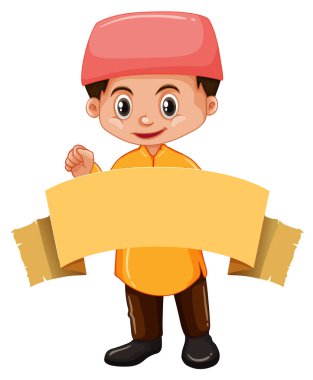 Mutlu çocuk ve kahverengi bayrak