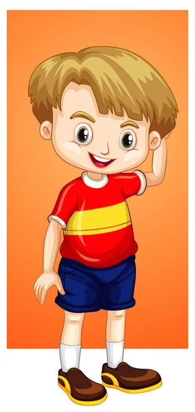 Happy boy in red shirt — Stock Vector