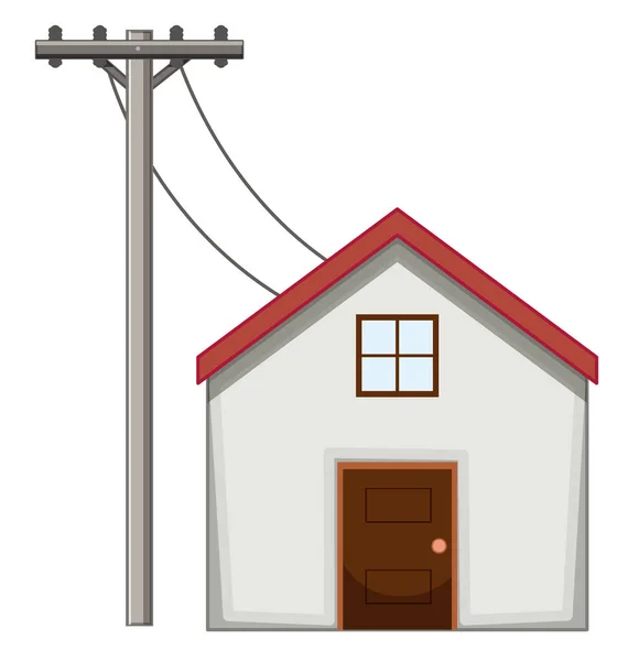 Casa con palo elettrico — Vettoriale Stock